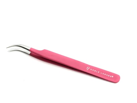 Pęseta różowa zakrzywiona z gumową warstwą